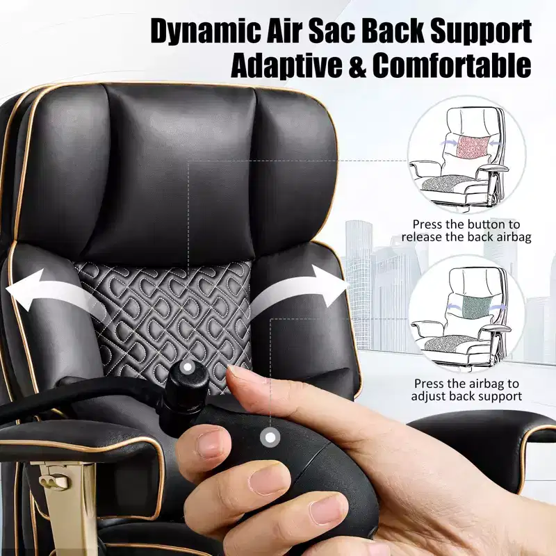 Furniliving Modern Big Tall Executive Office Chair Pu Leather Office Desk Chair With Footrest