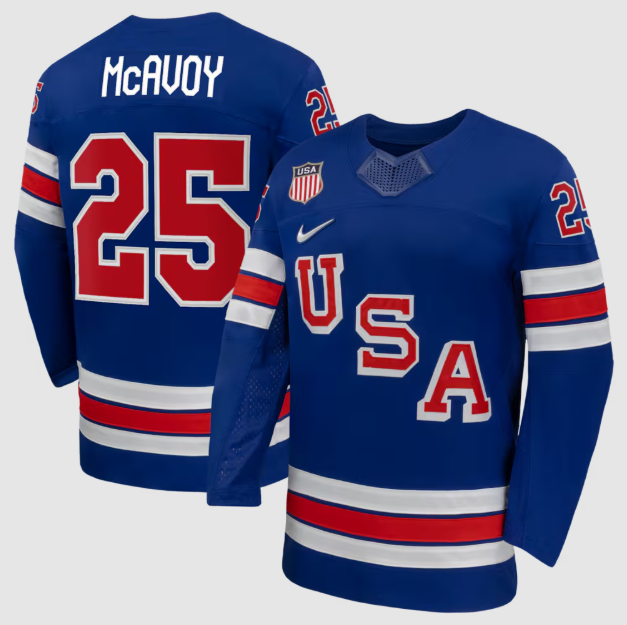 Charlie McAvoy Royal US Hockey 2026 Home Jersey