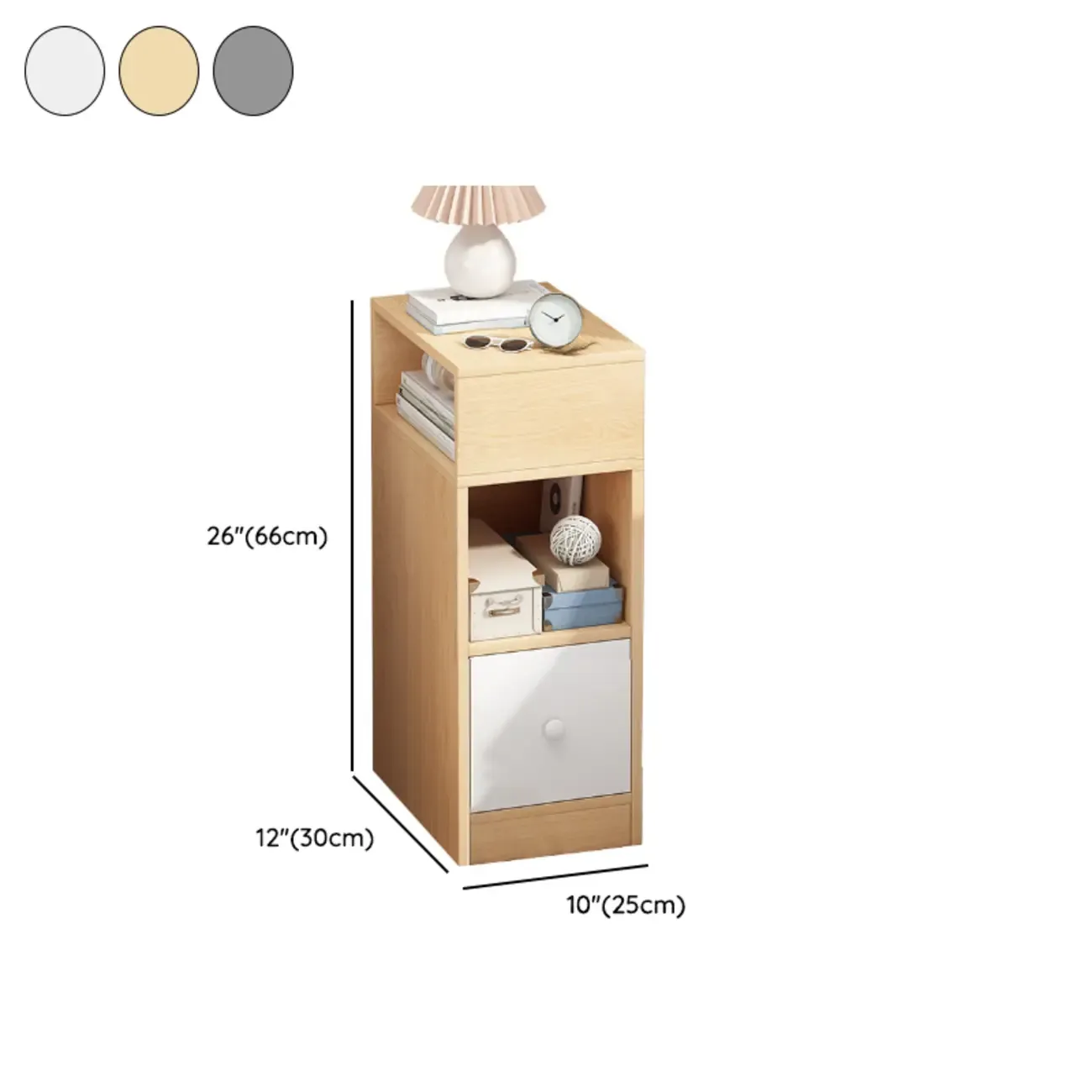 Natural Finish Casual Engineered Wood 3 Drawer Nightstand