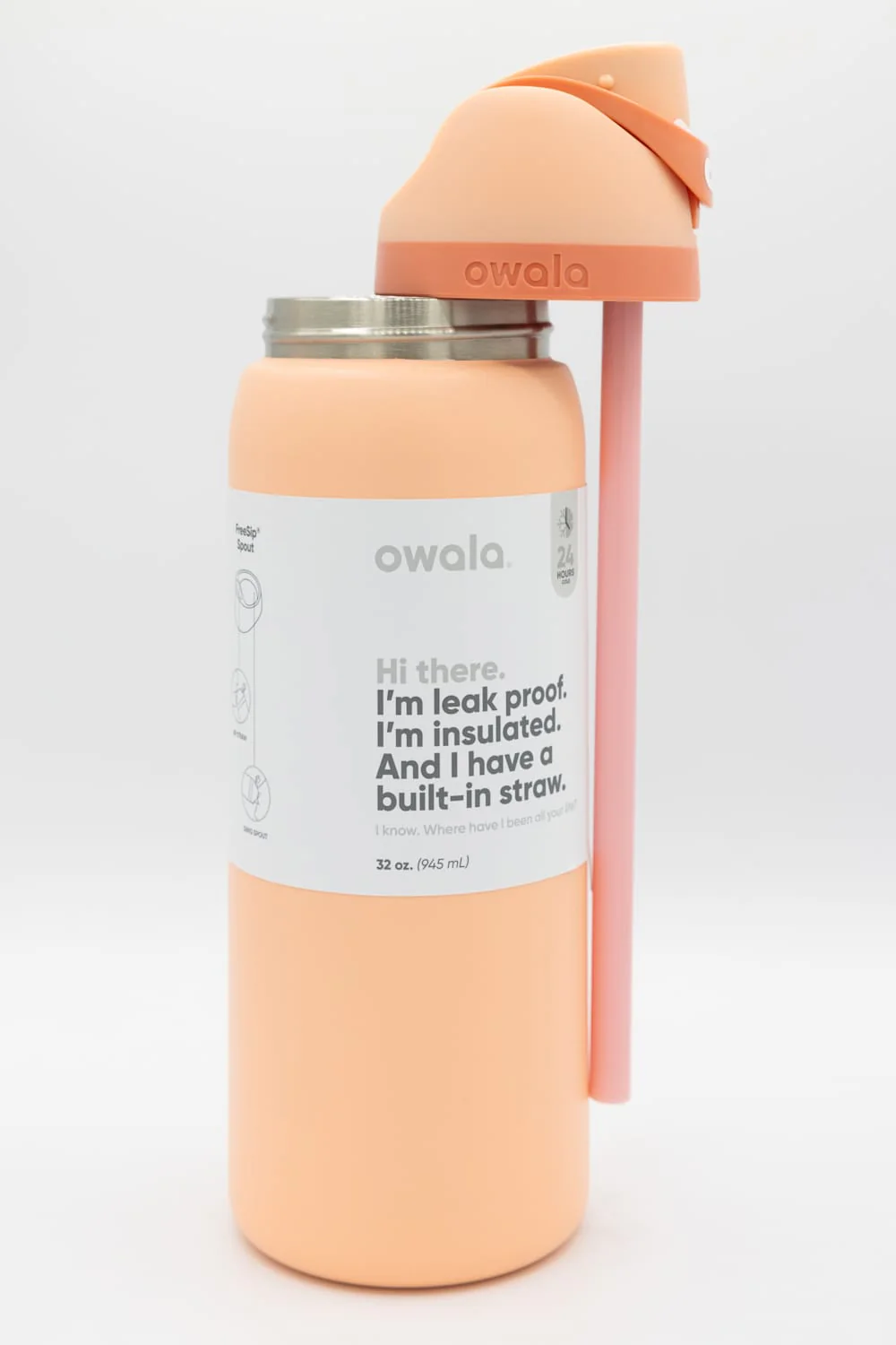 Owala FreeSip 32 oz Stainless Steel Water Bottle in Peach of Mind | C08289-PEACH OF MIND