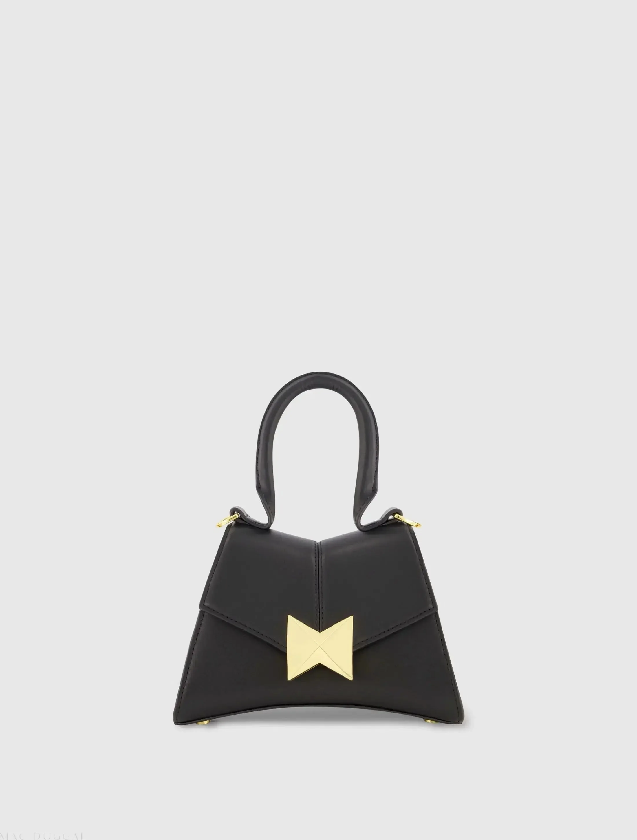 Angular Mini Leather Handbag With Gold Hardware