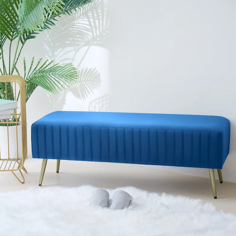 46  Modern Upholstered Bed and Entryway Bench with Padded Velvet Seat