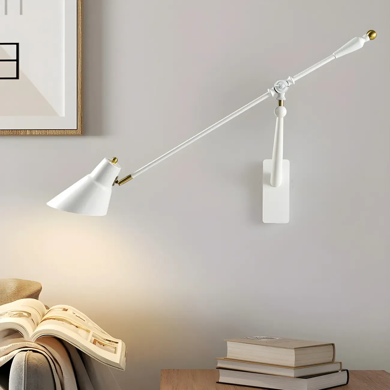 Geometric Metal Adjustable Swing Arm Wall Light