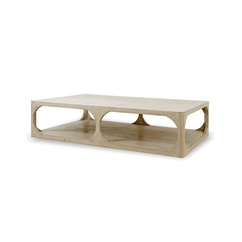 Reclaimed Wood Coffee Table, Large, 67 Inch Long, Weathered White Wash