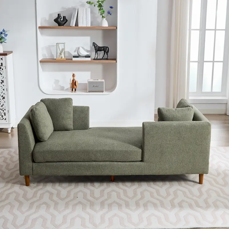 Wide Modern Double-Sided Upholstered Chaise Lounge