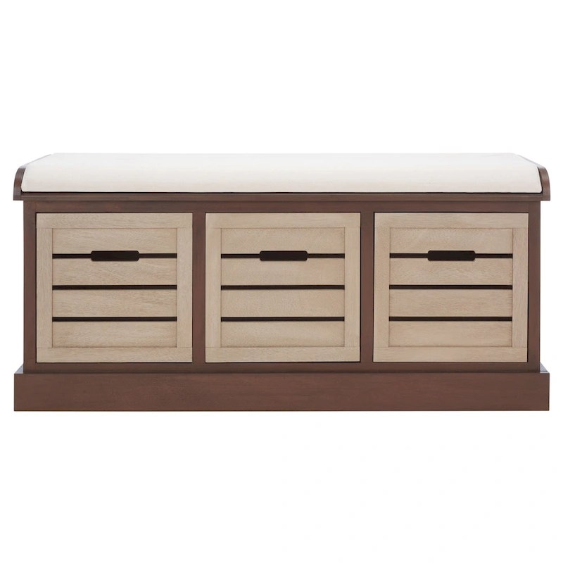 SAFAVIEH Mozella 3-Drawer Cushion Bench - 42 W x 15 D x 20 H - 42Wx15Dx20H