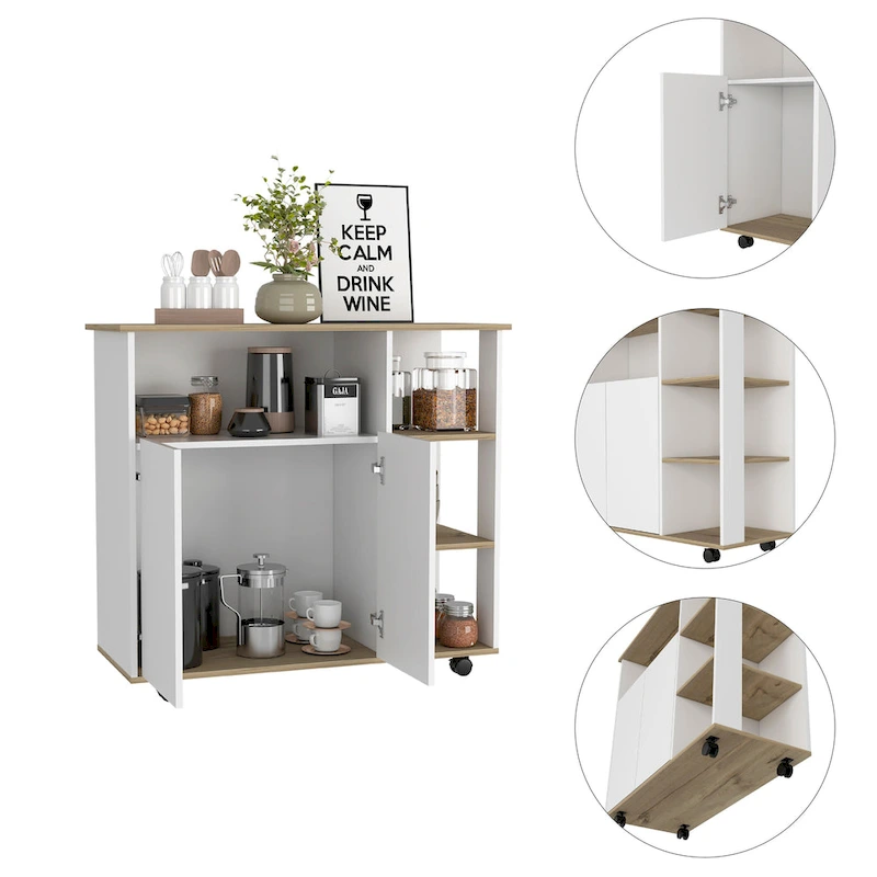 FM Furniture Serbia Kitchen Island, One Cabinet, Four Open Shelves