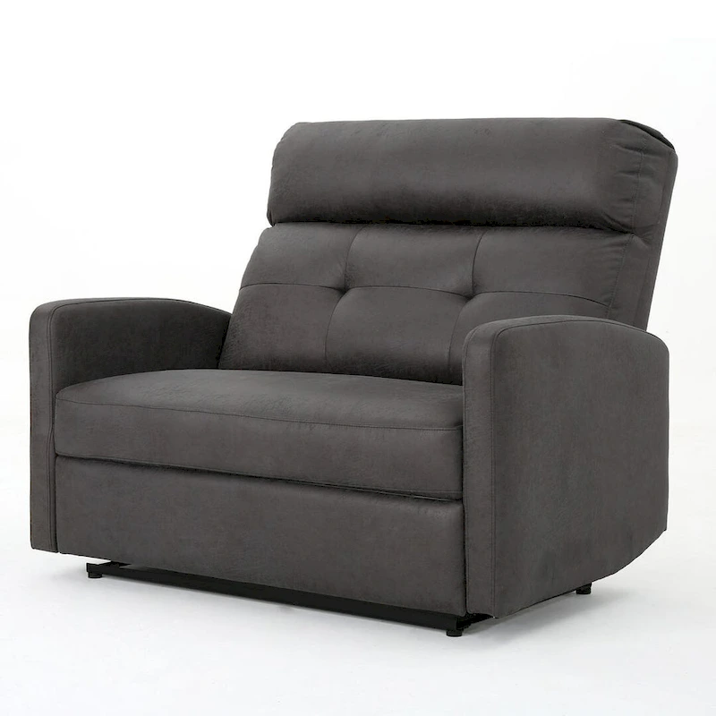 Modern Fabric Double Seat Recliner Chair with Plush Cushions by Christopher Knight Home