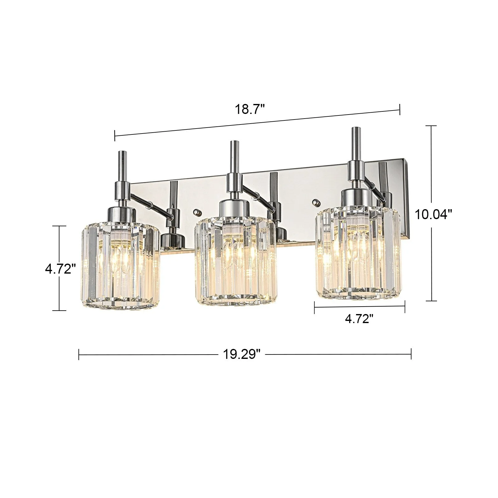 Modern Dimmable Crystal Bathroom Vanity Light Wall Sconces with Crystal Shades