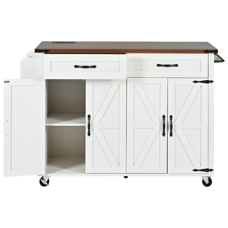 53.5 Farmhouse Kitchen Island with Power Outlet