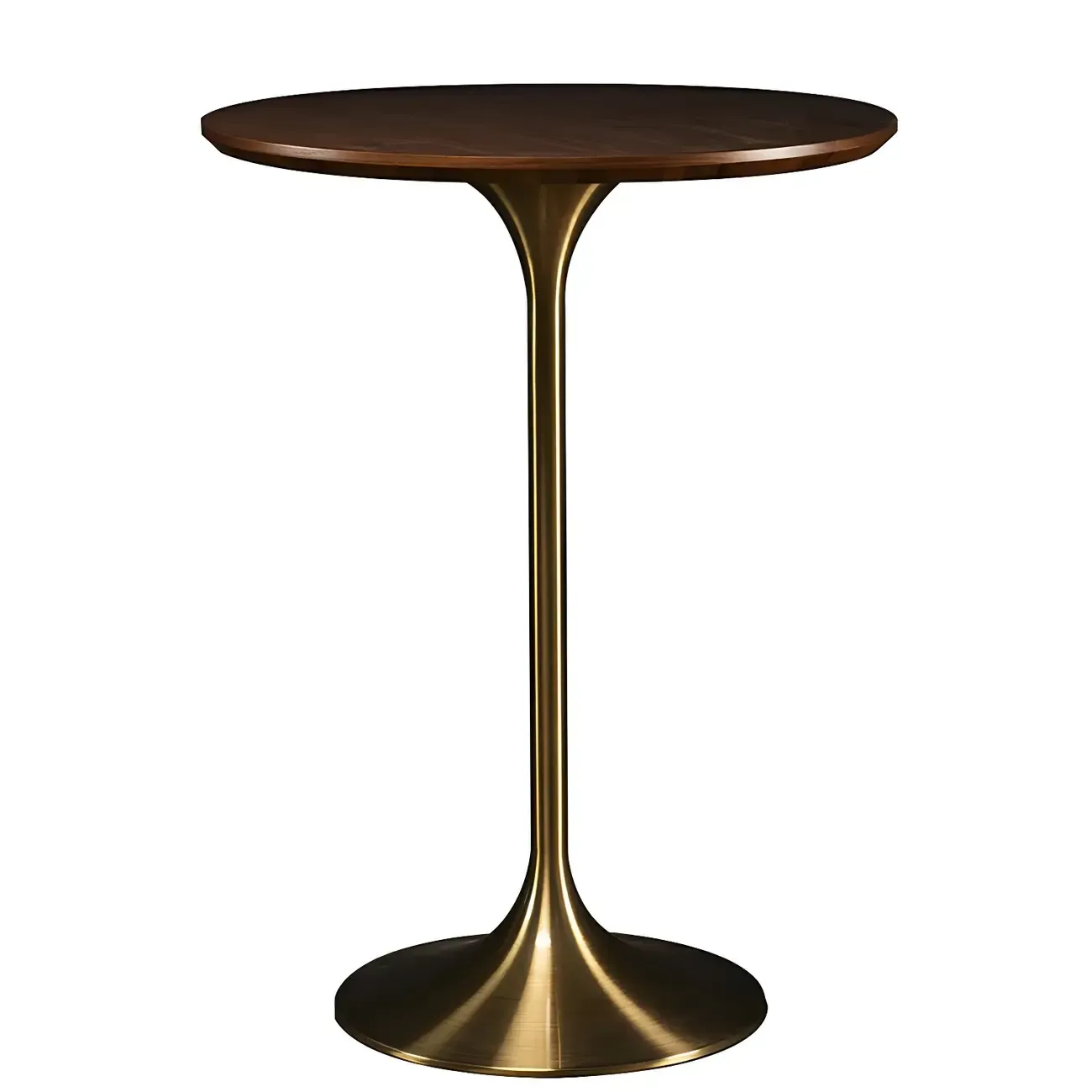 Round Glam Brown Gold Metal Tulip Base Bar Tables