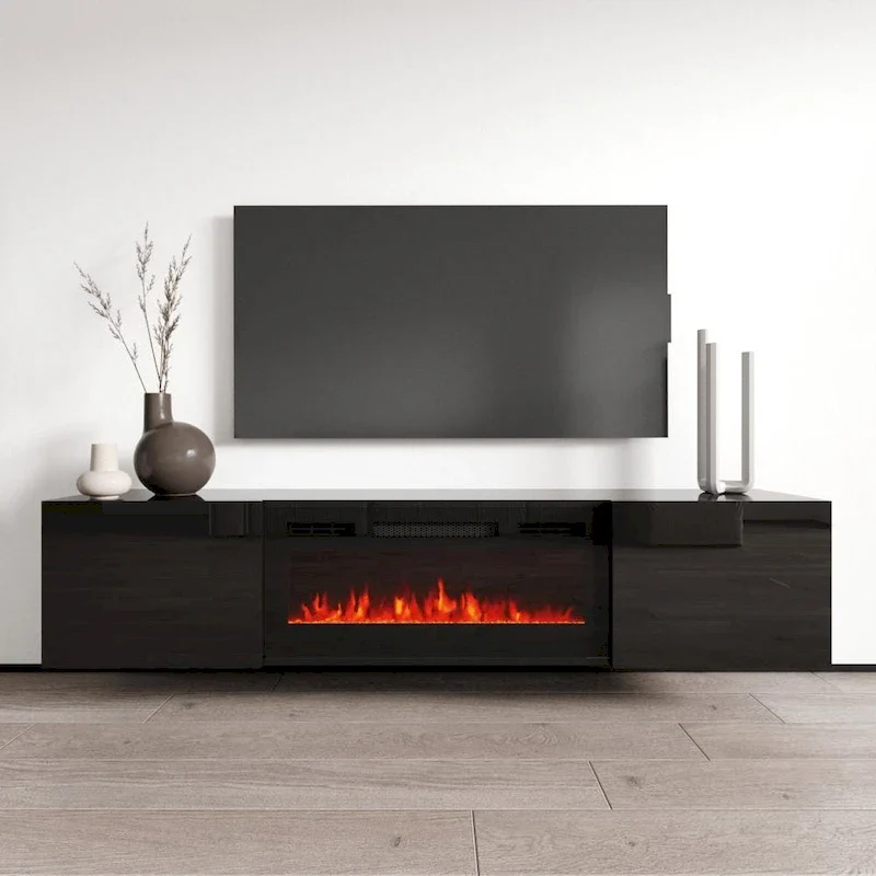 Wall Mounted Electric Fireplace Modern 72 TV Stand
