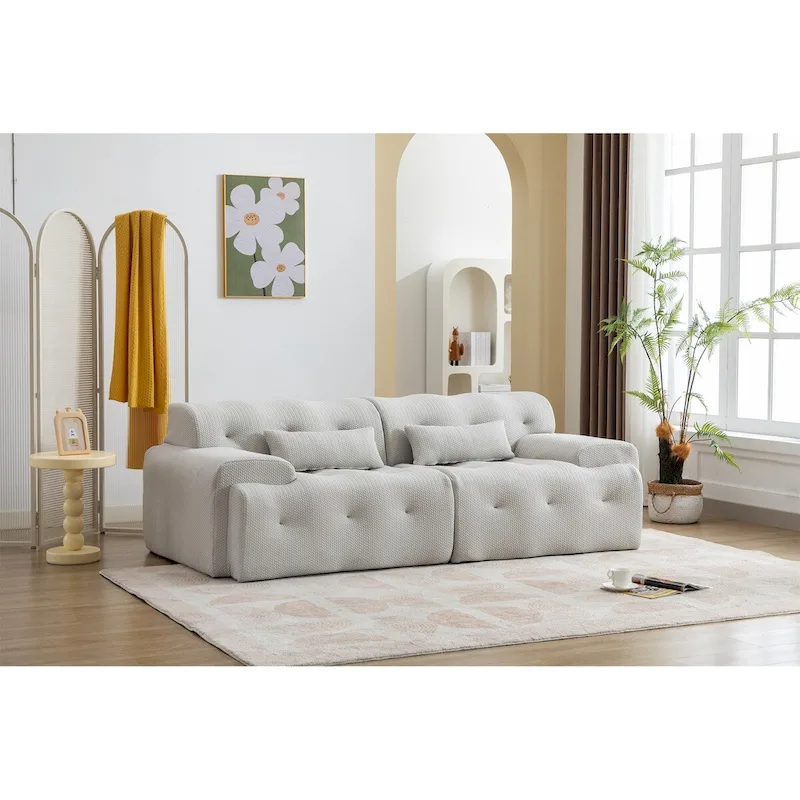 Beige / Black Foam & Spring Sofa Couch – Seats 1