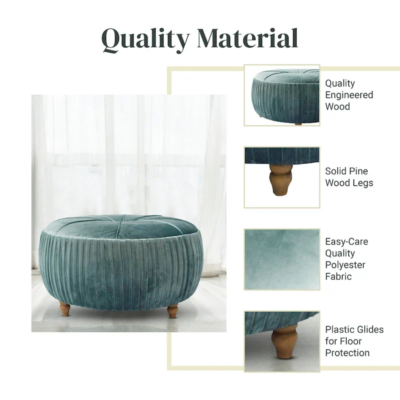 Helena Velvet Round Ottoman
