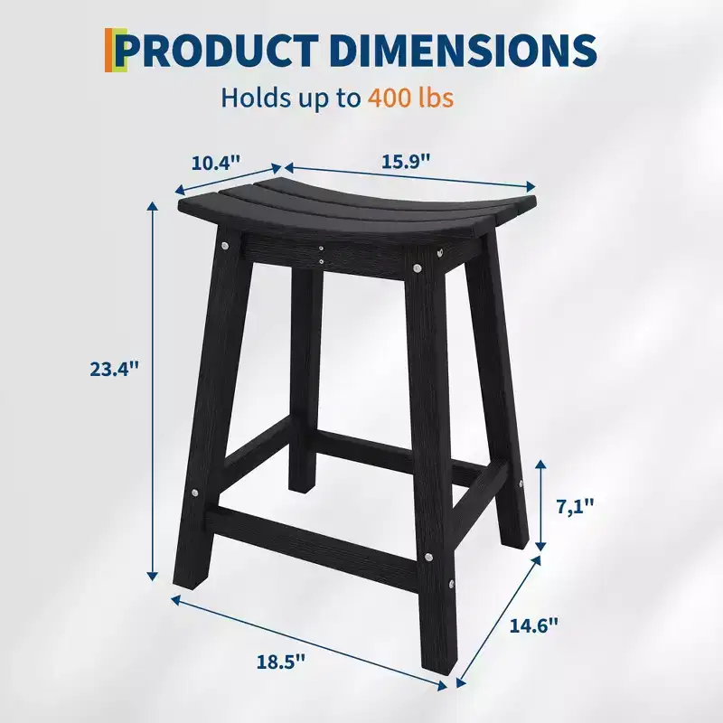 Heavy-Duty Weatherproof Bar Stool, Outdoor Counter Height Patio Chair, Durable Resin for Balcony, Deck