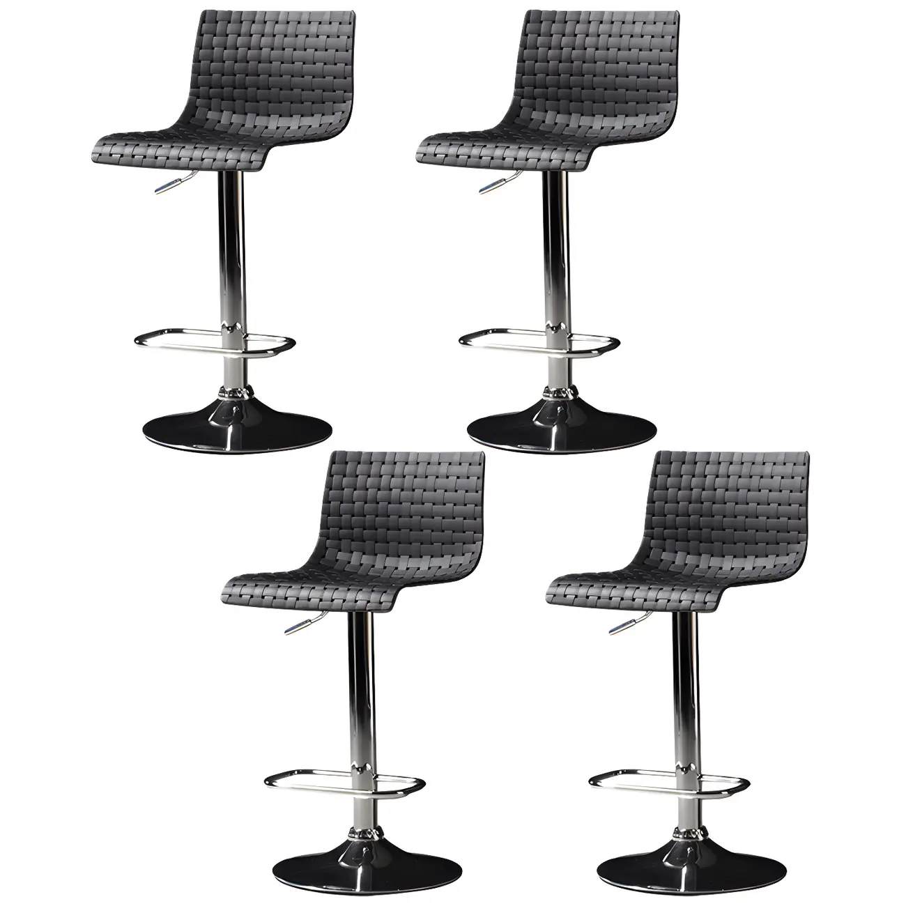 Modern Square Seat Plastic Rattan Adjustable Swivel Bar Stools