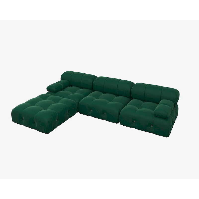 Velvet Sectional Sofa Reversible Modular Couch, Green