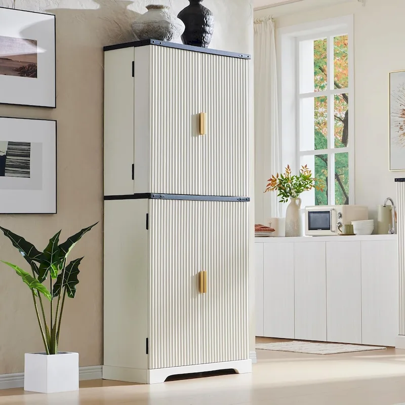 Fluted 4-Door Storage Cabinet, 72