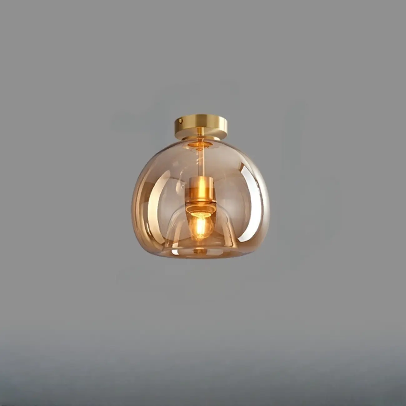 Modern Mini Clear Smoke Glass Dome Semi Flush Ceiling Light