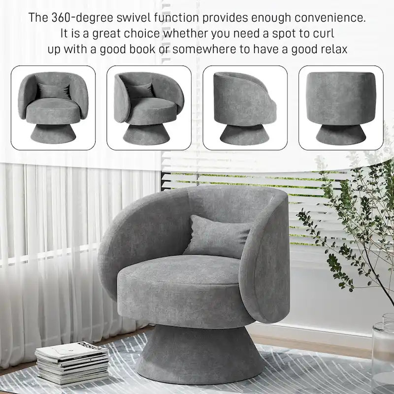 Ouyessir 360 Degree Modern Swivel Cuddle Barrel Sofa Chairs