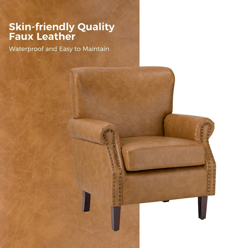 Levi Vegan Transitional Armchair with Rolled Arms Set of 2