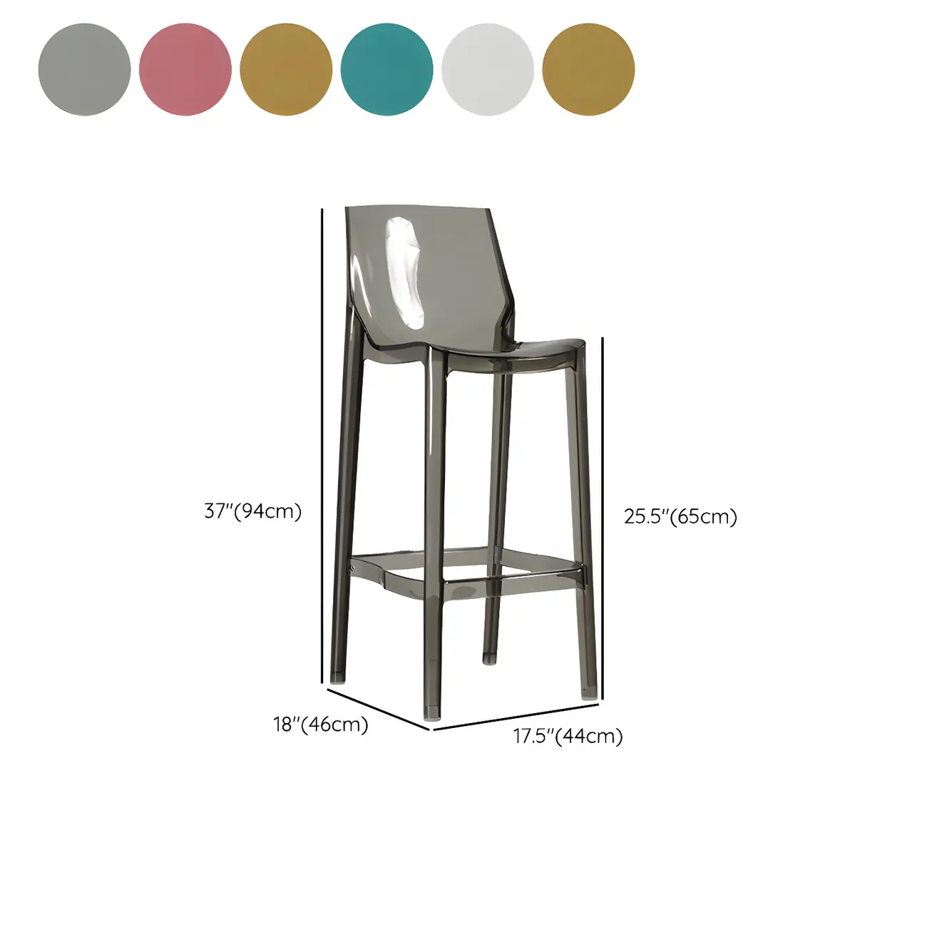 Modern Acrylic Vibrant Durable Colourful Sleek Bar Stool