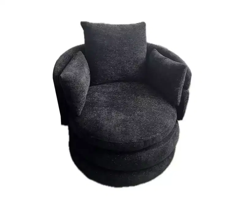 PINMOCO 30.7 inch Swivel Accent Chair Round Chair Living Room Single Sofa with Flip-Back Ottoman