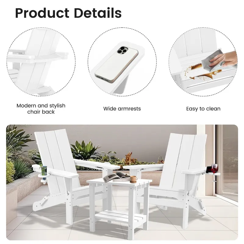 HDPE Modern All weather Adirondack Chairs with Cup-holders