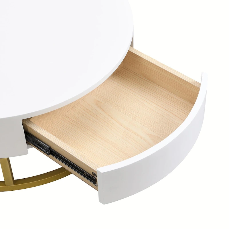 Modern Round Lift-top Nesting Coffee Tables with 2 Drawers