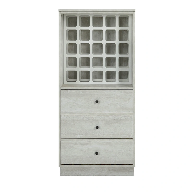 24 Off White Bar Cabinet With Three Drawers