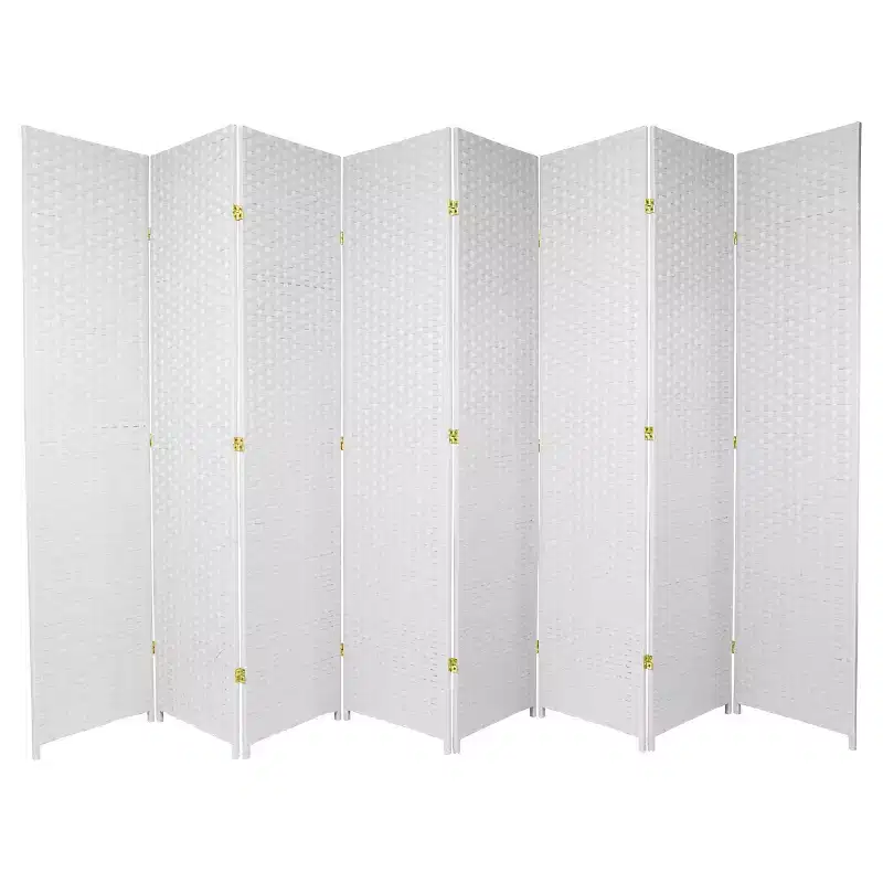 7 ft. Tall Woven Fiber Room Divider - White (8 Panel)