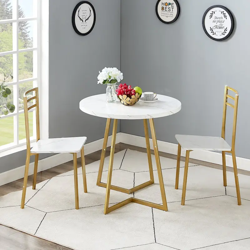 Javlergo 31.5 Round Dining Table Modern Leisure Table with Metal Leg