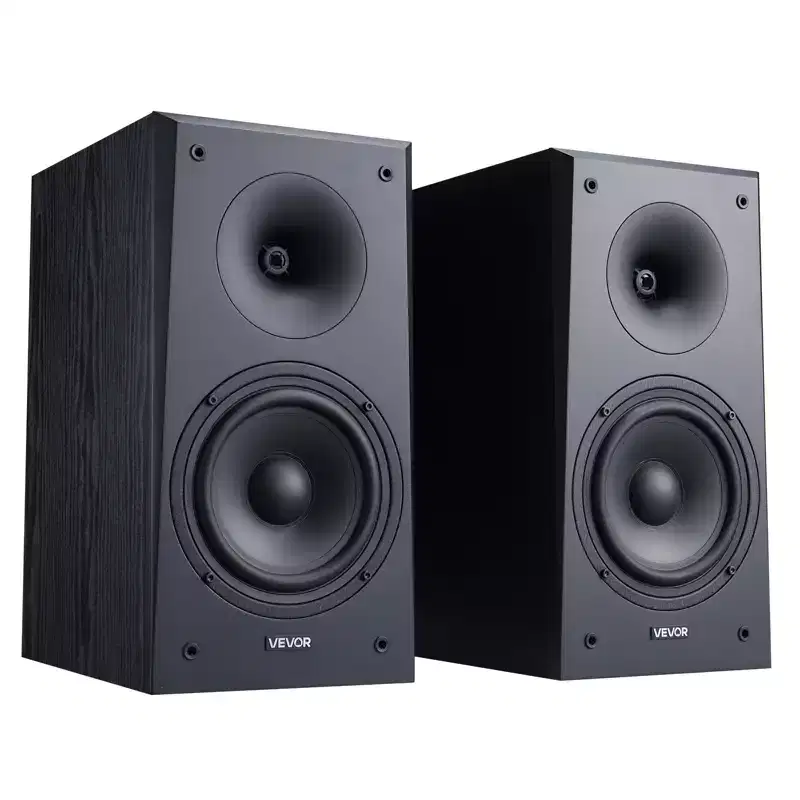 VEVOR Passive Bookshelf Speaker, 300W, Book Shelf Stereo Speakers with 6.5In Woofer and 1-Inch Tweeter, Detachable Grille, 55Hz-20KHz, Black (1Pair)