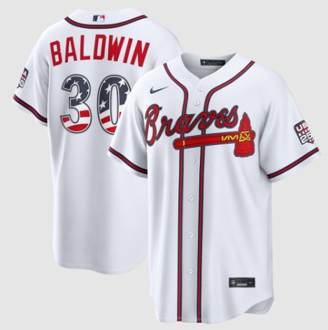 Atlanta Braves Drake Baldwin White USA 250 Fourth of July Home Stadium Jersey
