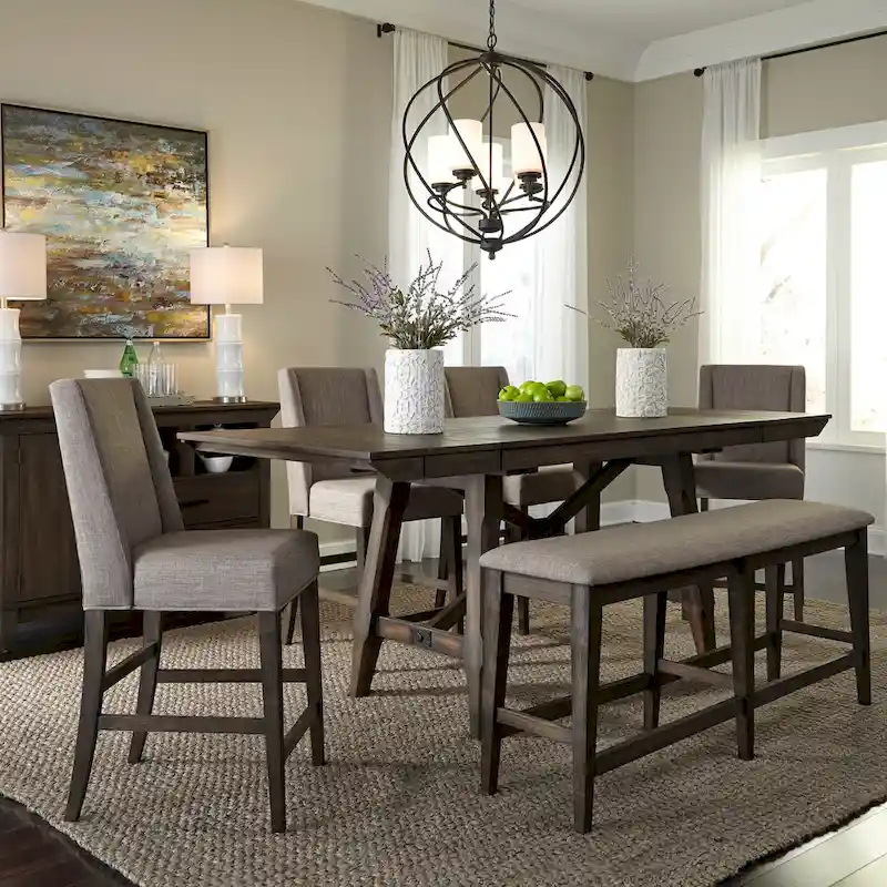 Double Bridge Dark Chestnut Gathering Table Set