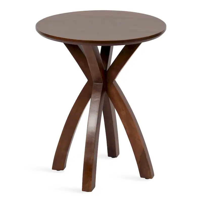 Natural Wood Round Side Table - Midcentury Modern Style