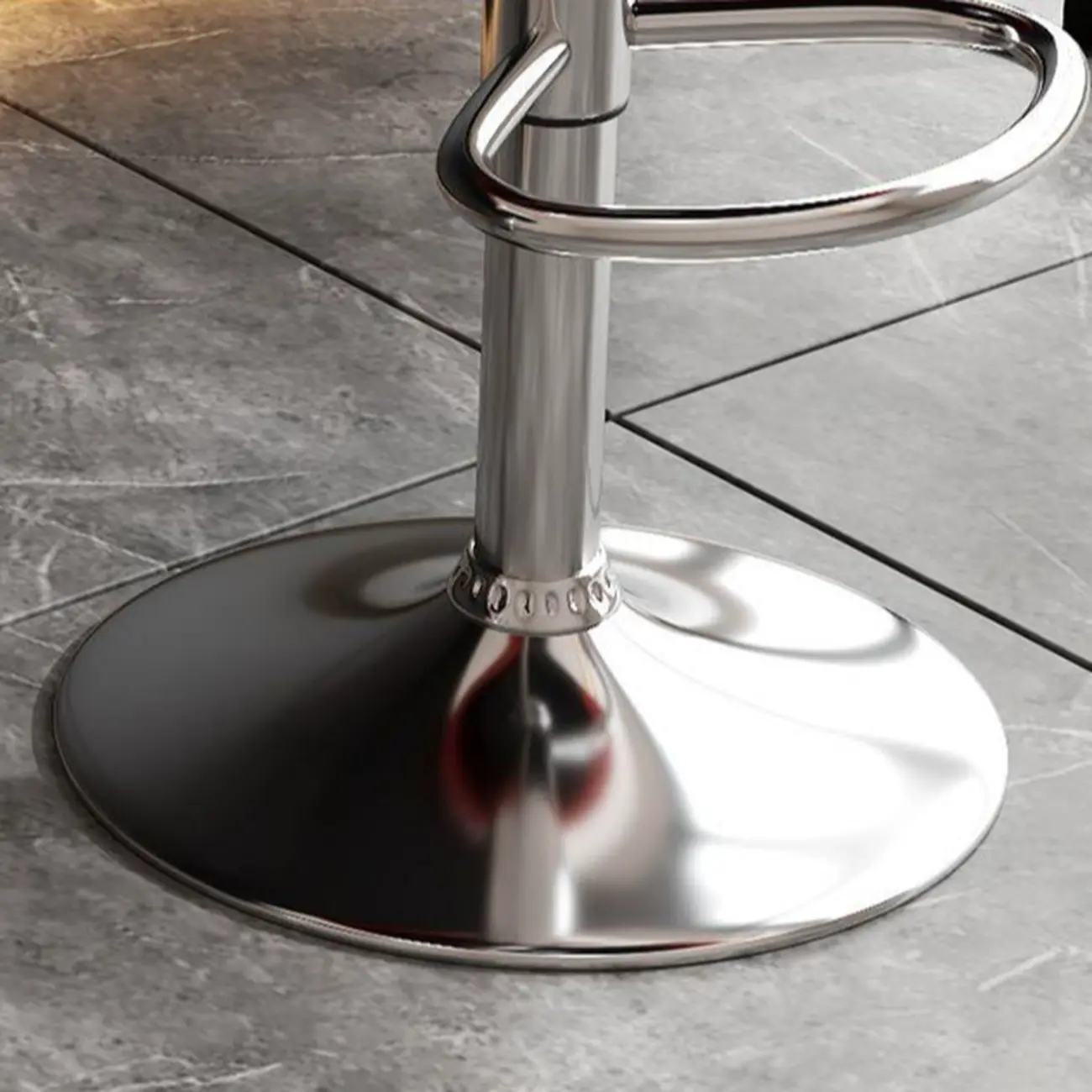 Diamond Tufted Swivel Bar Stool Adjustable Black Red PU Leather