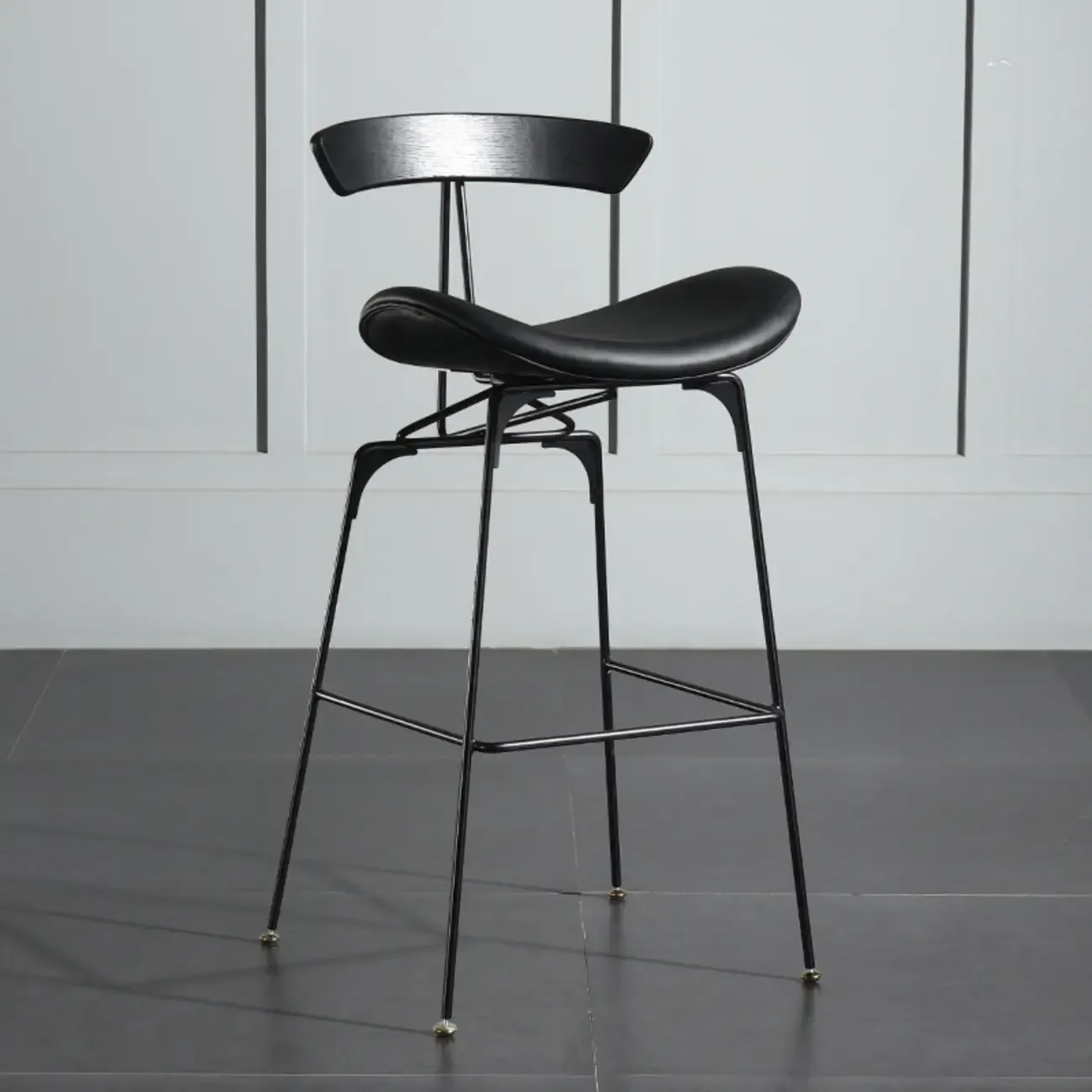 Modern Saddle Genuine Leather Low Back Bar Stool