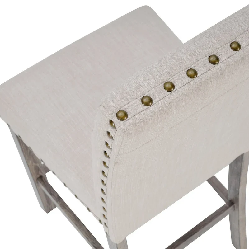 Farmhouse 5-Piece Square Bar Table with 4 Upholstered Counter Stools