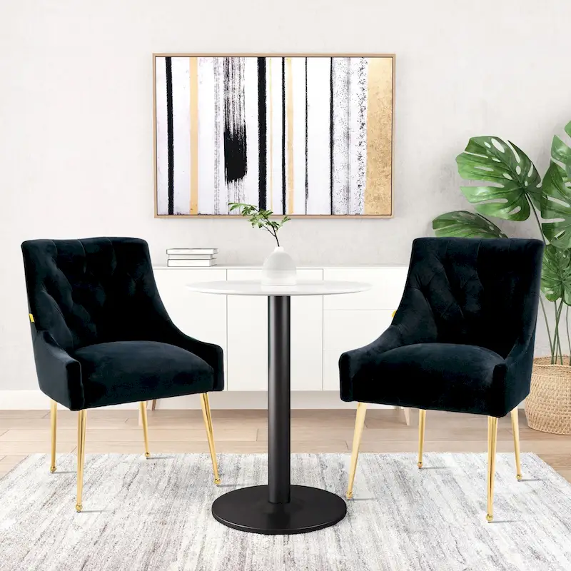 Upholstered Dining Chairs with Metal Legs, Set of 2