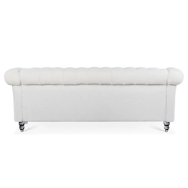 Upholstered Rolled Arm Chesterfield 3-Seater Sofa