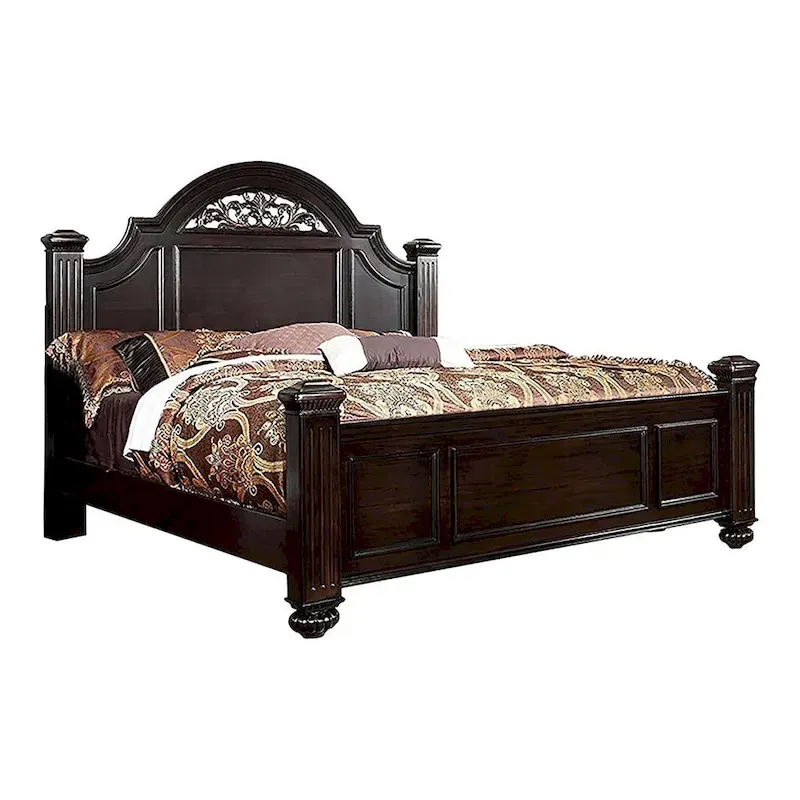 Vame Traditional Walnut Wood 2-Piece Poster Bedroom Set by Furniture of America