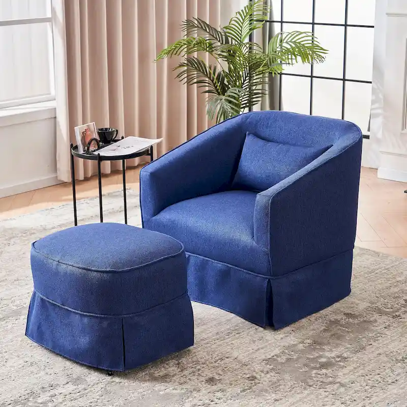 Swivel Barrel Chair With Ottoman