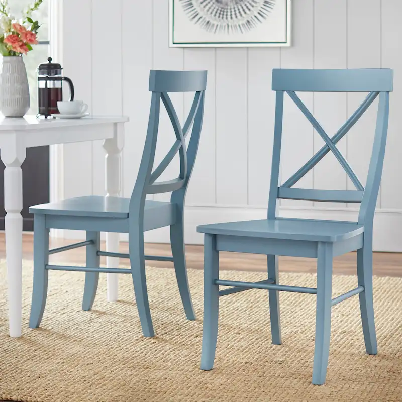 Mid-Century Rubberwood Dining Chair with Faux Leather Seat – Chestnut Wire-Brush