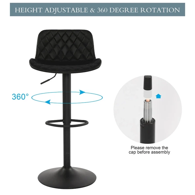 Faux Leather Adjustable Barstools Upholstered Counter Bar Pub Height Stools