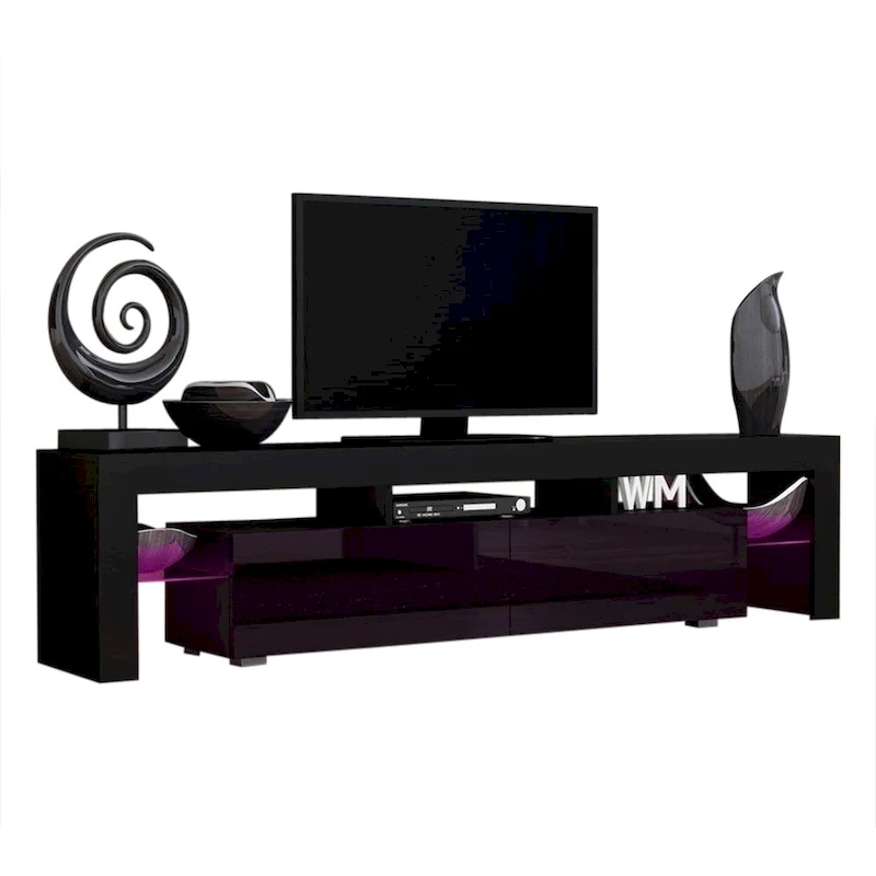 White 79-Inch TV Stand with LED Lights