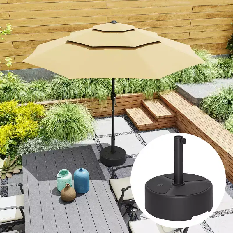 Outsunny Patio Umbrella Base Holder, Outdoor Umbrella Stand Base, Filled Up to 44lbs with Stand or 40lbs with Water for Garden, Poolside