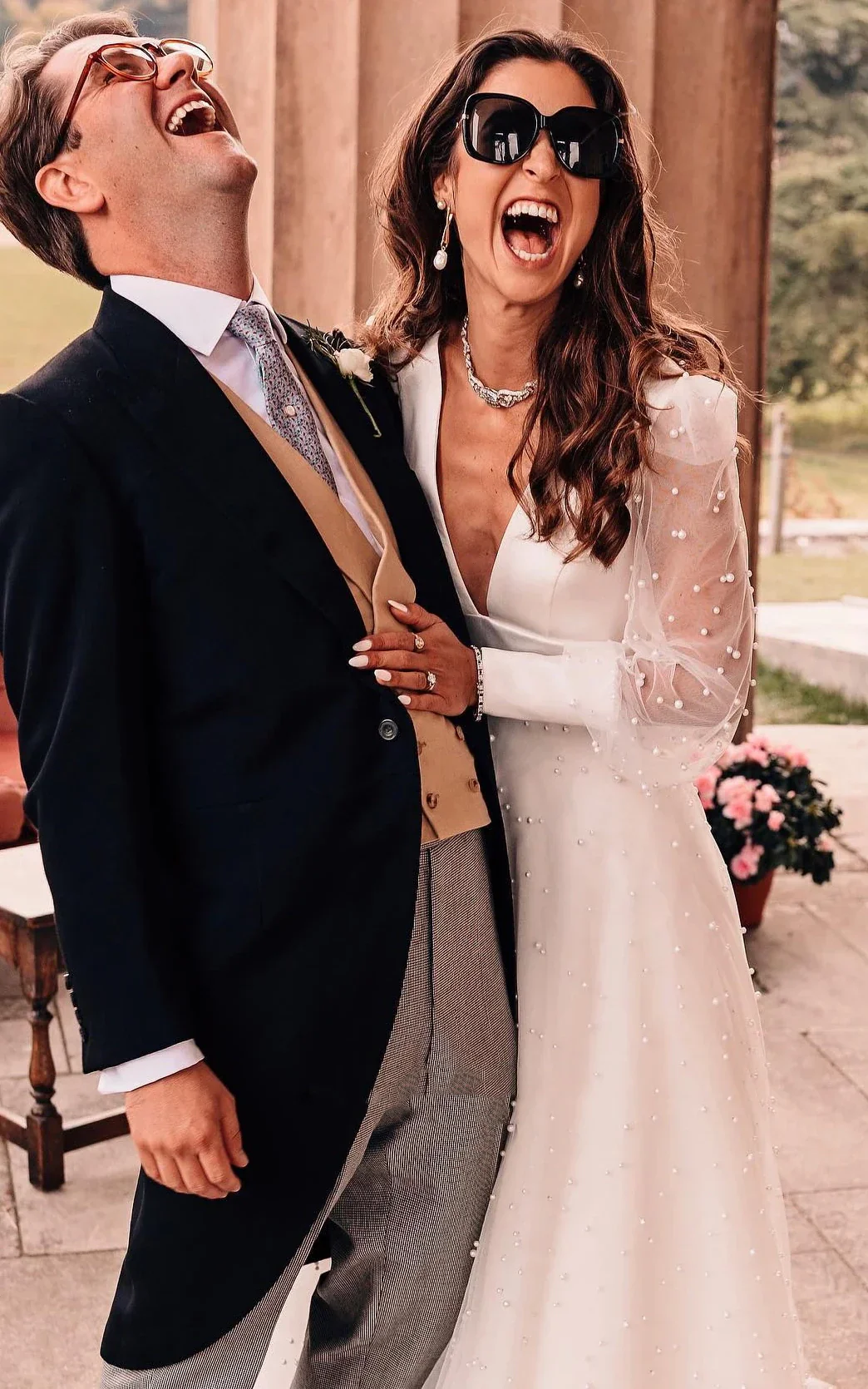 Plunging Neckline A-Line Lace Casual Wedding Dress With Open Back And Beading