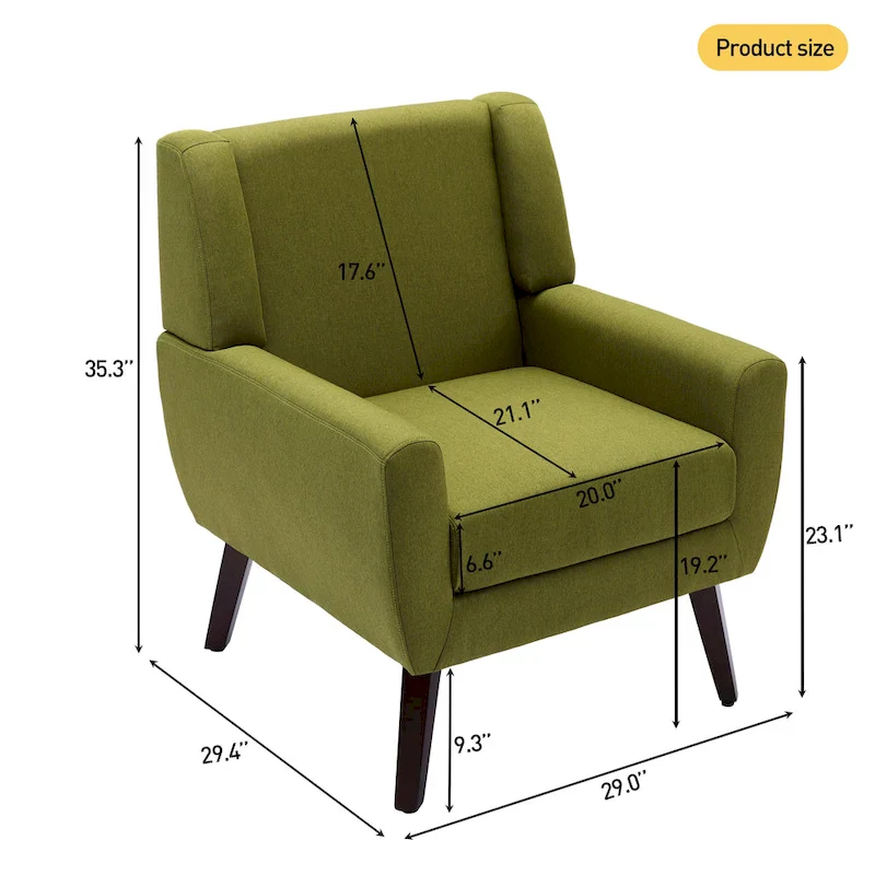 Linen Upholstered Accent Chair Wingback Armchair Set of 2