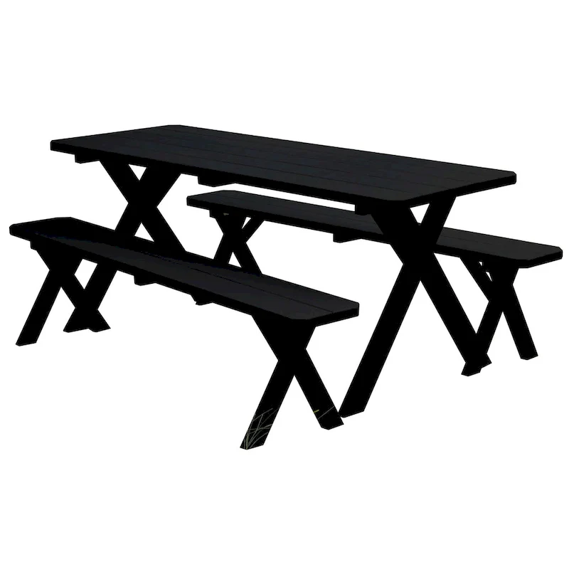 Pine 5' Cross-Leg Picnic Table with 2 Benches